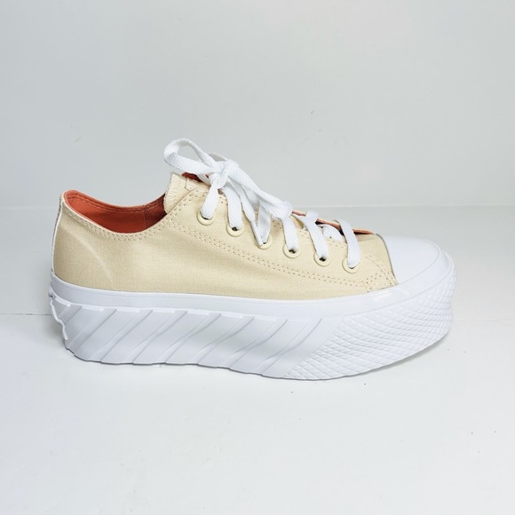 Converse Chuck Taylor All Star OX Lift 2X Platform Sneakers Light Twine Size 7.5 - Picture 3 of 8